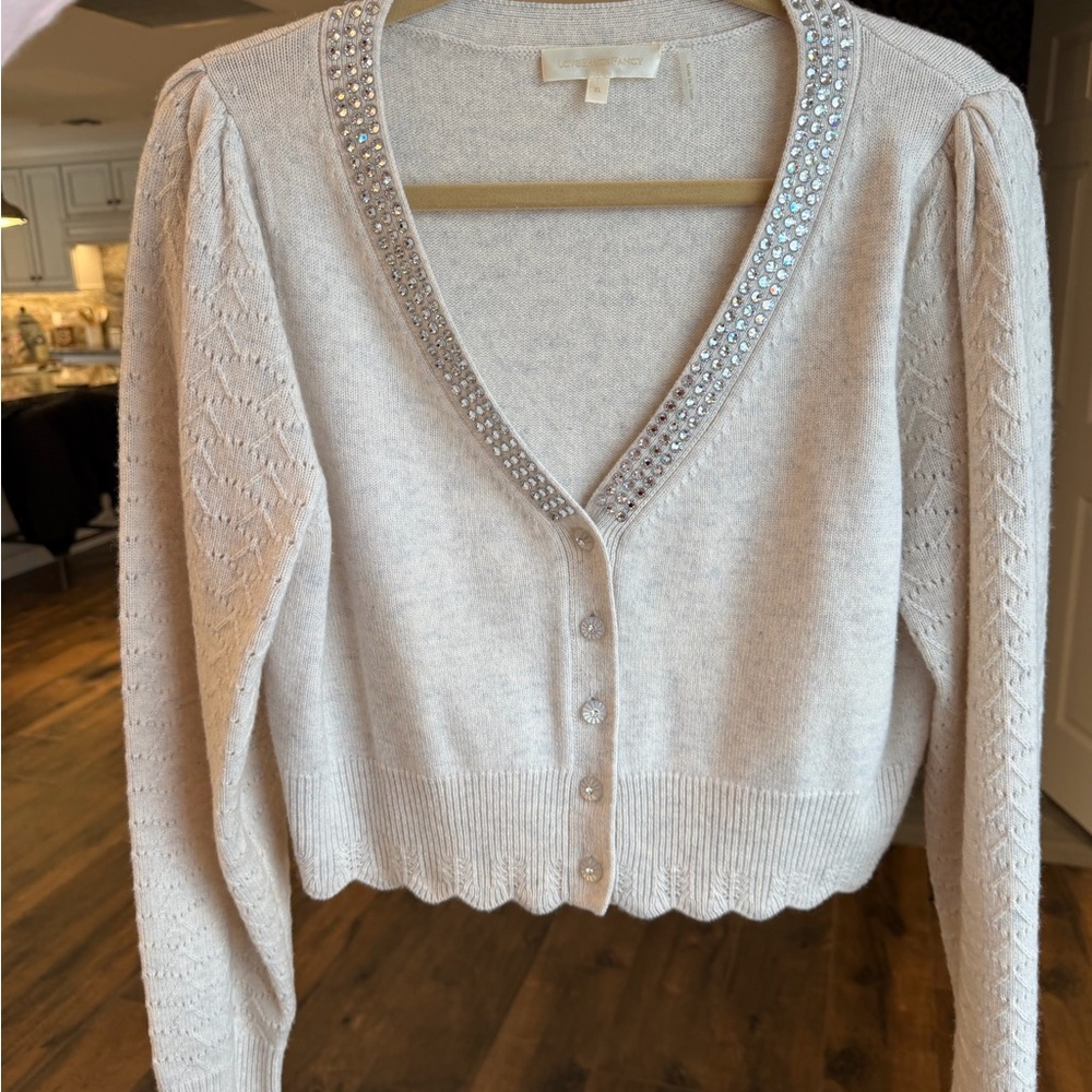 LoveShackFancy Embellished Cream Sweater